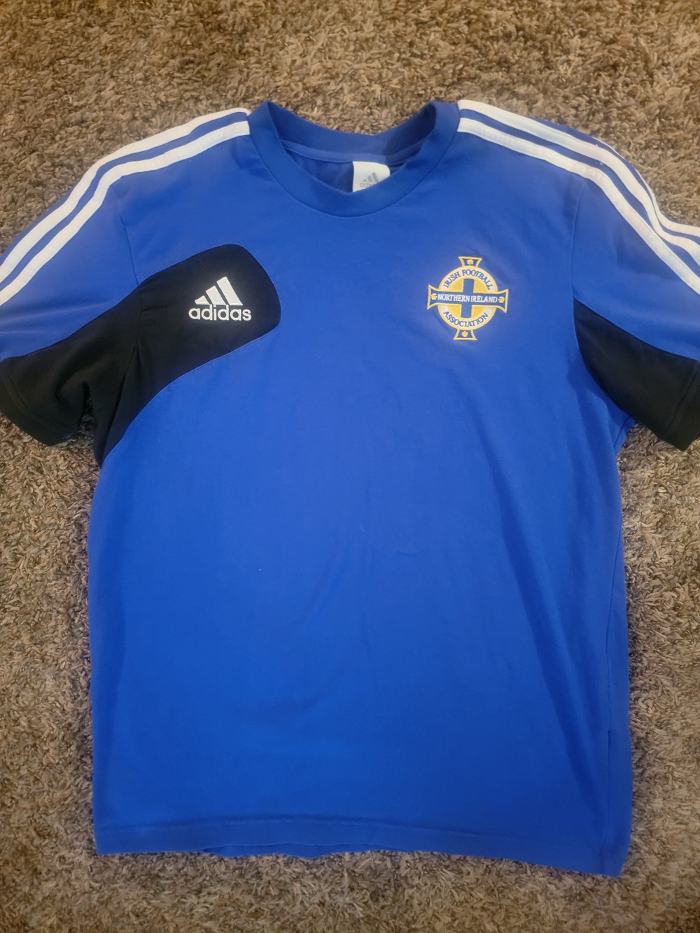 Northern Ireland Adidas 2012 Blue Cotton T-Shirt | Mens Adult Large Football Top